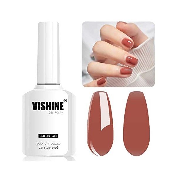 Vishine Vernis Gel Semi-Permanent Couleur Translucide, 16ml Vernis à ongles Jelly Gel Naturel Transparent Rouge Gelée de Cris