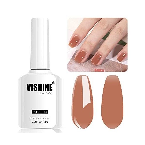 Vishine Vernis Gel Semi-Permanent Couleur Translucide, 16ml Vernis à ongles Jelly Gel Naturel Transparent Rouge Gelée de Cris