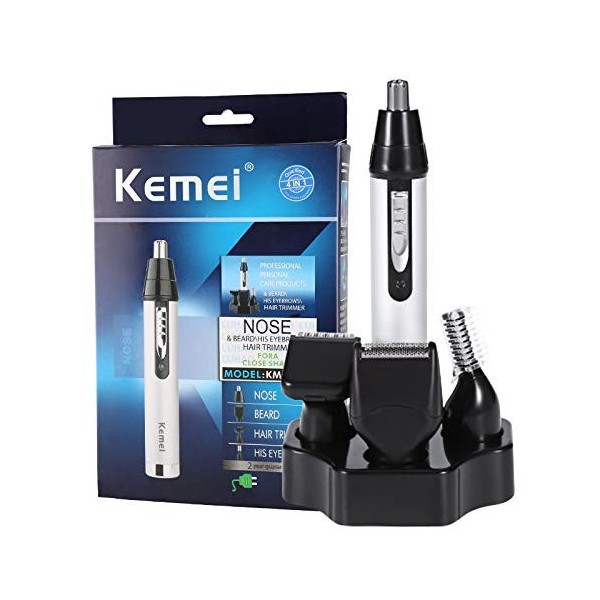 KEMEI Coupe-Nez pour Homme, 4 en 1 Portable Rechargeable Nez Électrique Tondeuse À Cheveux Hommes Outil De Soins du Visage po