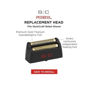 Stylecraft Tête Gold Foil, accessoire original Stylecraft, tête de rechange pour rasoir électrique Stylecraft Rebel