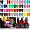 Vernis Semi Permanent, 39 Vernis Manucure Nail Art Lot Vernis à Ongles Vernis Gel UV LED Nail Polish 36 Couleurs Vibrant Vern