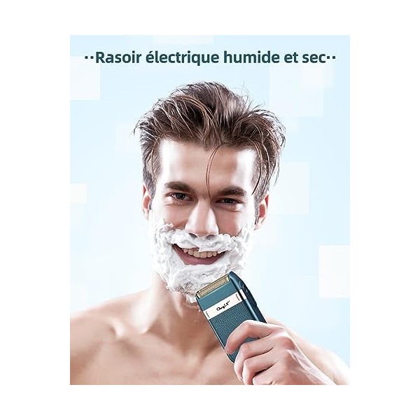 CkeyiN Rasoir Electriques Hommes,USB Tondeuse Barbe,Mini Rasoir Électrique Rasage à Feuilles avec 2 Lames pour Homme,Sans Fil