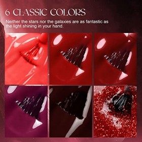 ROSALIND Vernis Gel Semi Permanent,Rouge Série Vernis à Ongles Vernis UV LED Gel Nail Polish Varnish Soak Off Manucure 6 Coul