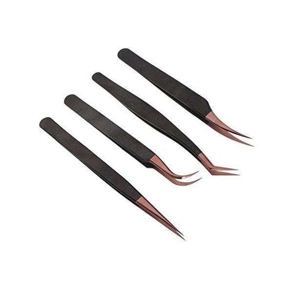 Pincettes Dextension De Cils, 4 Pièces, Pincettes Dextension De Cils, Pincettes Antistatiques En Acier Inoxydable Pour Nail