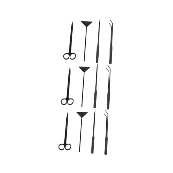 FOMIYES 4 Pièces Ciseaux en Acier Inoxydable Ciseaux Noirs Pinces Et Ciseaux pour Aquarium Outils pour Plantes Aquatiques Pin
