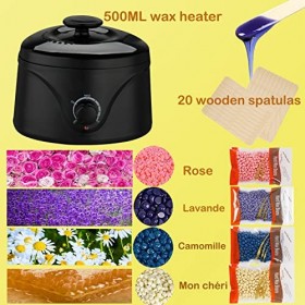 Chauffe Cire - Chauffe Cire Epilation Machine a Cire Kit Epilation Cire Appareil a Cire Epilation avec 4 sacs de Haricots de 