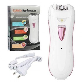 Epilateur Electrique Femme Visage et Maillot Sans Fil Rechargeable avec Lumière et Pochette, Idee Cadeau