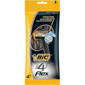 BIC Lot de 3 Pochettes de 4 Rasoirs FLEX 4 4 lames + Bande lubrifiante