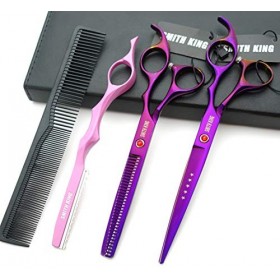 Jeu de ciseaux à cheveux de 7,0 pouces Ciseaux de coupe de cheveux et ciseaux à effiler avec des peignes de rasoir dans 1 ens