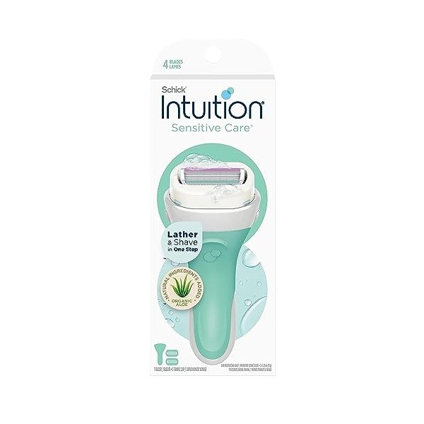 Schick Intuition Sensitive Care Razor for Women with 2 Moisturizing Razor Blade Refills with Natural Aloe