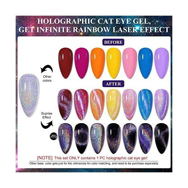 MIZHSE Universal Rainbow Cat Eye Gel Polish Holographique 9D Cat Eye Vernis À Ongles Sparkle Vernis À Ongles Gel Avec Stylo M