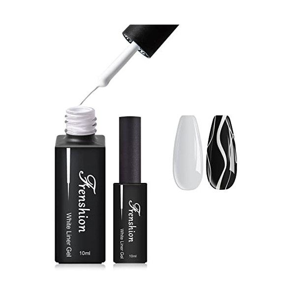 2 Pcs Blanc Peint Vernis à Ongles Gel avec Brosse à Ongles Nail Liner Gel Peinture Néon Dessin pour Line Nail Art, Gel Peintu