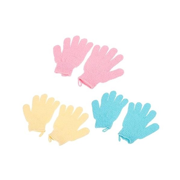 FRCOLOR 3 paires de gants de bain éponges de beauté éponge de bain exfoliant gant de douche luffa gant de douche gant de douc