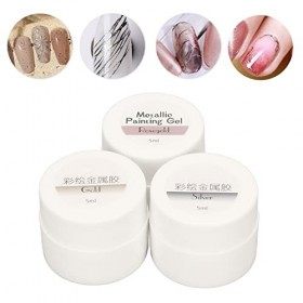 Dessin au Trait Nail Gel Nail Art Wire Drawing Gel 3 Couleurs Line Pulling Metallic Painted Nail Gel Polish pour Nail Salon