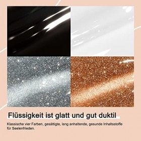 MIZHSE Vernis à ongles gel UV LED Gel Liner Nail Art Glitter Gel Vernis à ongles 4 couleurs pour salon professionnel DIY 8 ml