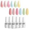 Vishine Lot de 6 Vernis Semi Permanent Blanc Laiteux, Vernis Semi-Permanent Naturel French Gel Milky White Nail Art Gel Verni