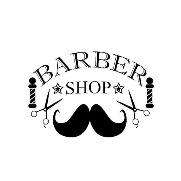 Barbier shop ciseaux barbu tournant motif lumineux sculpté coiffure vitrine autocollant 58x84cm