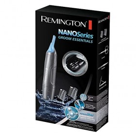 Remington Tondeuse Nez [Kit Complet Visage] Nano Series Antimicrobien & Hypoallergénique, 2 têtes, Fonction à piles, pince à