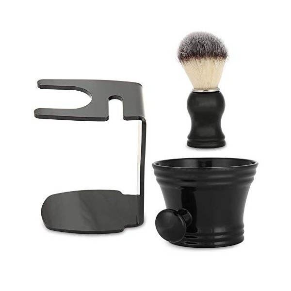 3 en 1 Ensemble de Brosse Rasage avec Support Bol Savon Hommes Kit Outil Pour Porte-brosse Tasse Blaireau Cheveux Barbe Humid