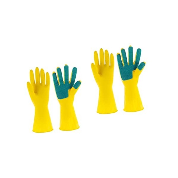 KALLORY 2 Paires De Gants Ménagers En Latex Gants De Vaisselle De Cuisine Gants De Nettoyage De Cuisine À Récurer Mitaines Ga