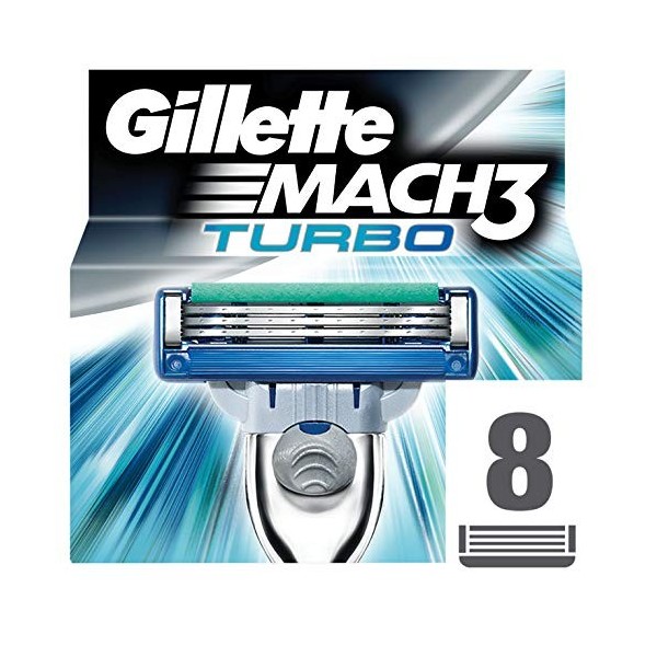 Gillette Mach3 Turbo Lot de 8 lames de rechange pour rasoir