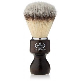 Omega Brosse à raser en fibre synthétique avec manche en bois – 1 unité