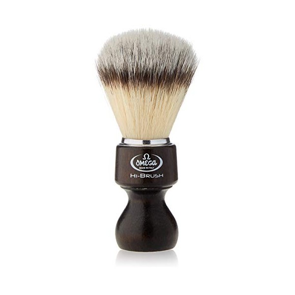 Omega Brosse à raser en fibre synthétique avec manche en bois – 1 unité