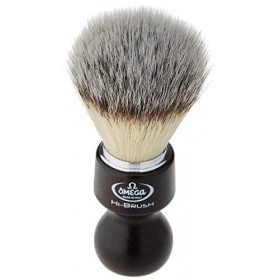Omega Brosse à raser en fibre synthétique avec manche en bois&nbsp;–&nbsp;1&nbsp;unité