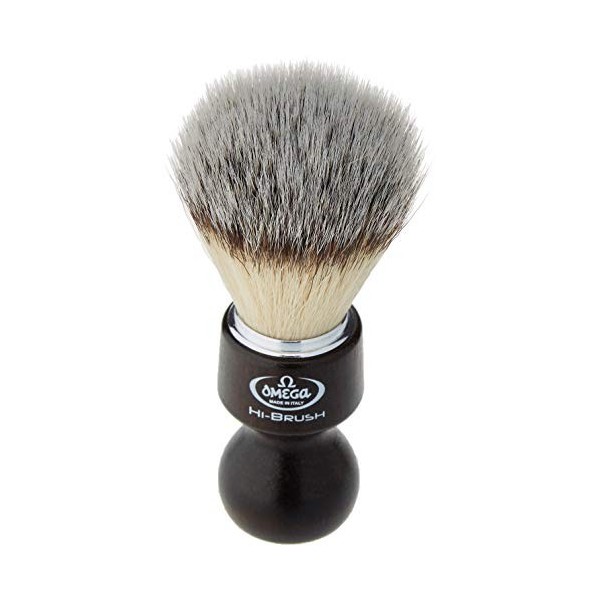 Omega Brosse à raser en fibre synthétique avec manche en bois – 1 unité