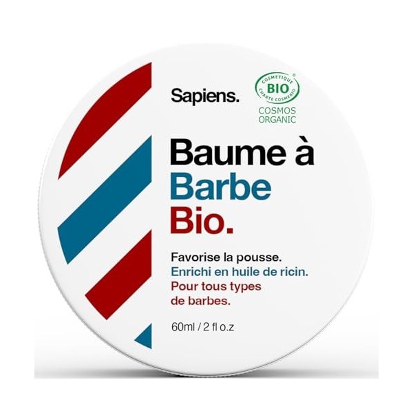 Sapiens Barbershop Baume Barbe Homme BIO - Soin Barbe Homme Fabriqué en France Certifié ECOCERT - Cire Barbe et Moustache au 