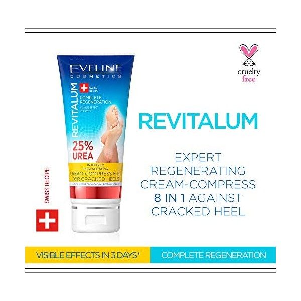 Eveline Cosmetics Revitalum Crème-Compresse Talons Fissurés 8 En 1 | 100 ml | Crème Hydratante Pour Les Pieds Pour Le Traitem