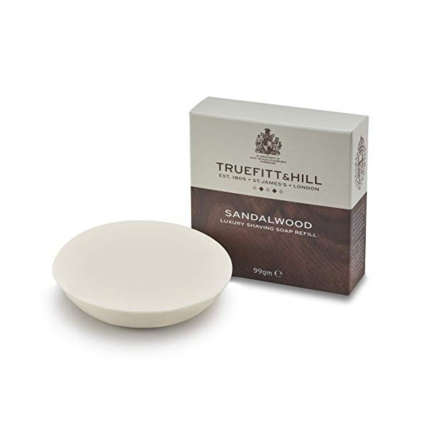 TrueFitt & Hill Recharge de savon de rasage de luxe au bois de santal 99 g