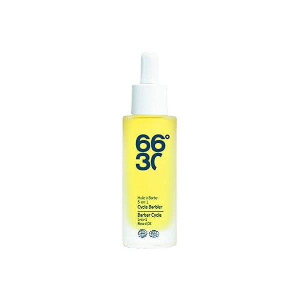 66°30 - Huile à Barbe Bio - 8 Huiles Végétales - Adoucit, Lisse, Hydrate - 5-en-1-30ml