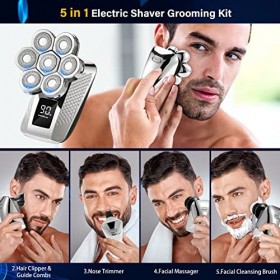 Rasoir de tête Luckits Rasoir Electriques Hommes 7D Rechargeable Rasoir crane 5 en 1 Étanche Rasoir Tete Chauve Homme Utilisa