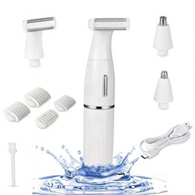 Kiyy Rasoir Électrique Femme, 3 en 1 Épilateur pour Tondeuse Bikini Femme Rechargeable Indolore, avec Sourcil Épilation et Ne