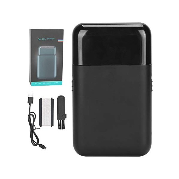 Rasoir électrique pour Hommes, Chargeur USB Rasoir électrique Voyage Portable Hommes Feuille Rasoir Tondeuse à Barbe noir 