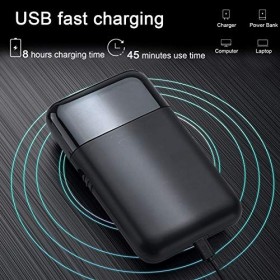 Rasoir électrique pour Hommes, Chargeur USB Rasoir électrique Voyage Portable Hommes Feuille Rasoir Tondeuse à Barbe noir 