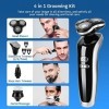 Topretty Rasoir électrique pour homme - Tondeuse à barbe rechargeable sans fil - Rasoirs rotatifs électriques humides et secs