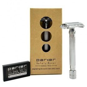 Parker Safety Razor Modèle 82R, Chromé Deluxe Heavyweight Twist à ouvrir la sécurité papillon Rasoir de Sécurité à Double Tra