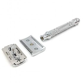 Parker Safety Razor Parker 24C -Trois Piece ouvert Peigne Rasoir de Sécurité à Double Tranchant et 5 Lames à Double Tranchant