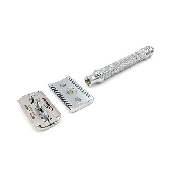 Parker Safety Razor Parker 24C -Trois Piece ouvert Peigne Rasoir de Sécurité à Double Tranchant et 5 Lames à Double Tranchant