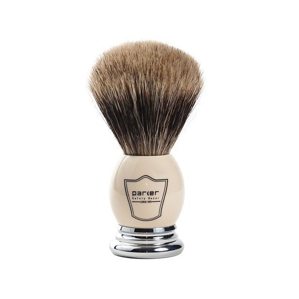 Parker Safety Razor 100% Extra Dense Meilleur blaireau Soies Blaireau avec poignée et blanc Chrome - Brosse gratuit Support f