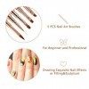 Pinceau Nail Art Ongles Gel Professionnel avec Capuchon Bouchon - LEA-SHALL 5 Pièces Pinceaux Fin Liner/Plat/Rond/Acrylique F