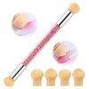 Nail Art Brosse Éponge, Double tête brosse éponge Outil avec 4 têtes de Brosse de Rechange, Sponge Gradient Outil Nail Art on