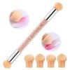 Nail Art Brosse Éponge, Double tête brosse éponge Outil avec 4 têtes de Brosse de Rechange, Sponge Gradient Outil Nail Art on