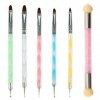 6 Pcs Kit de Pinceau Nail Art Ongles, Brosses de Ongle Art, 5 Pcs Dotting Pen Strass Nail Art Dotting Tools avec 1 éponge Ros