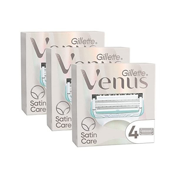 Gillette Venus pour La Peau et Les Poils Pubiens 12 Lames de Rasoir pour Femme, Pack 3 x 4, Aide À Protéger La Zone Sensible 