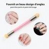 6 Pcs Kit de Pinceau Nail Art Ongles, Brosses de Ongle Art, 5 Pcs Dotting Pen Strass Nail Art Dotting Tools avec 1 éponge Ros