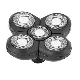 Tête de Rasoir, Lames de Rechange Étanches à 5 Lames Têtes de Rasage Universelles pour Rasoir Électrique Rotatif Noir 