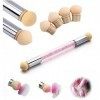 Nail Art Brosse Éponge Double Tête Brosse éponge Outil de Dégradé de Render de Vernis à Ongles Comprend 4 têtes de Brosse de 